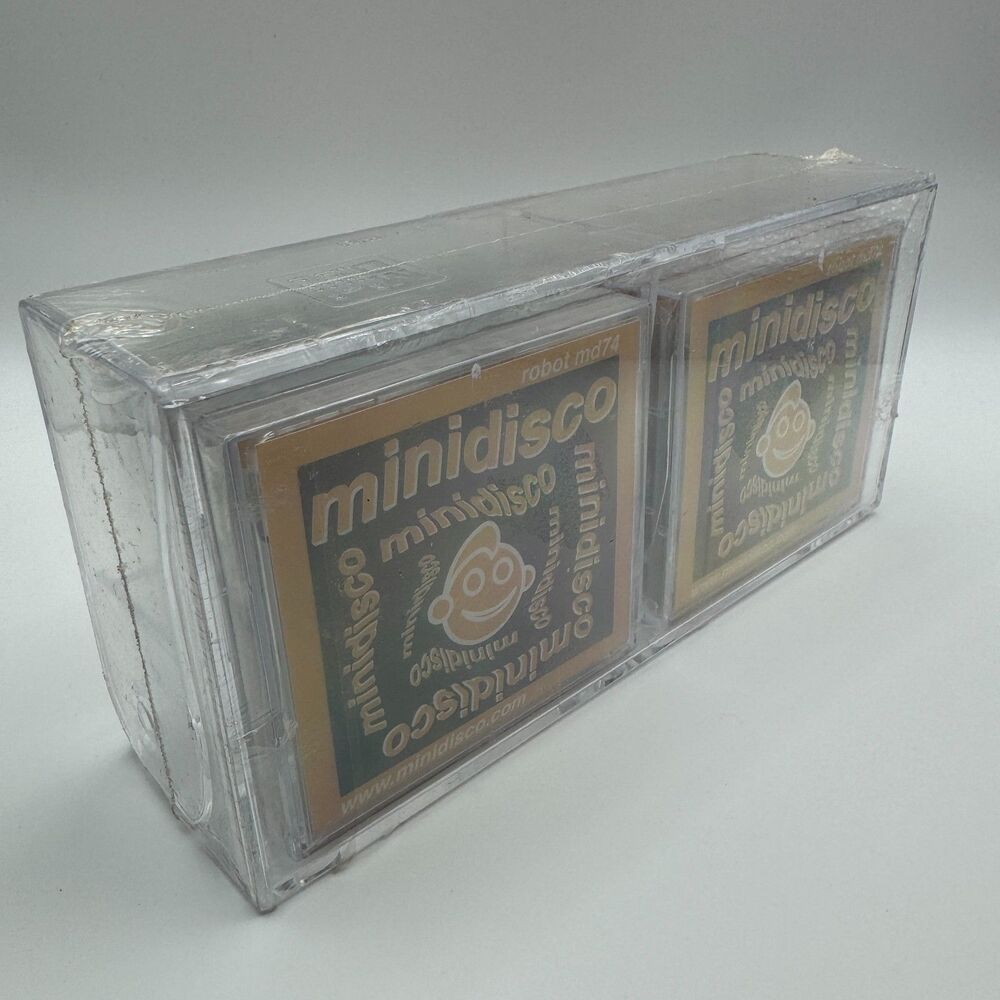 Minidisco Robot MD74 Blank MiniDisc Lot 10 Sealed Acrylic Case Holder Vintage